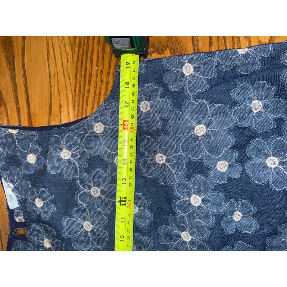 Taylor & Sage Blue Floral Embroidered Denim Shift Dress Womens Medium - Picture 5 of 8